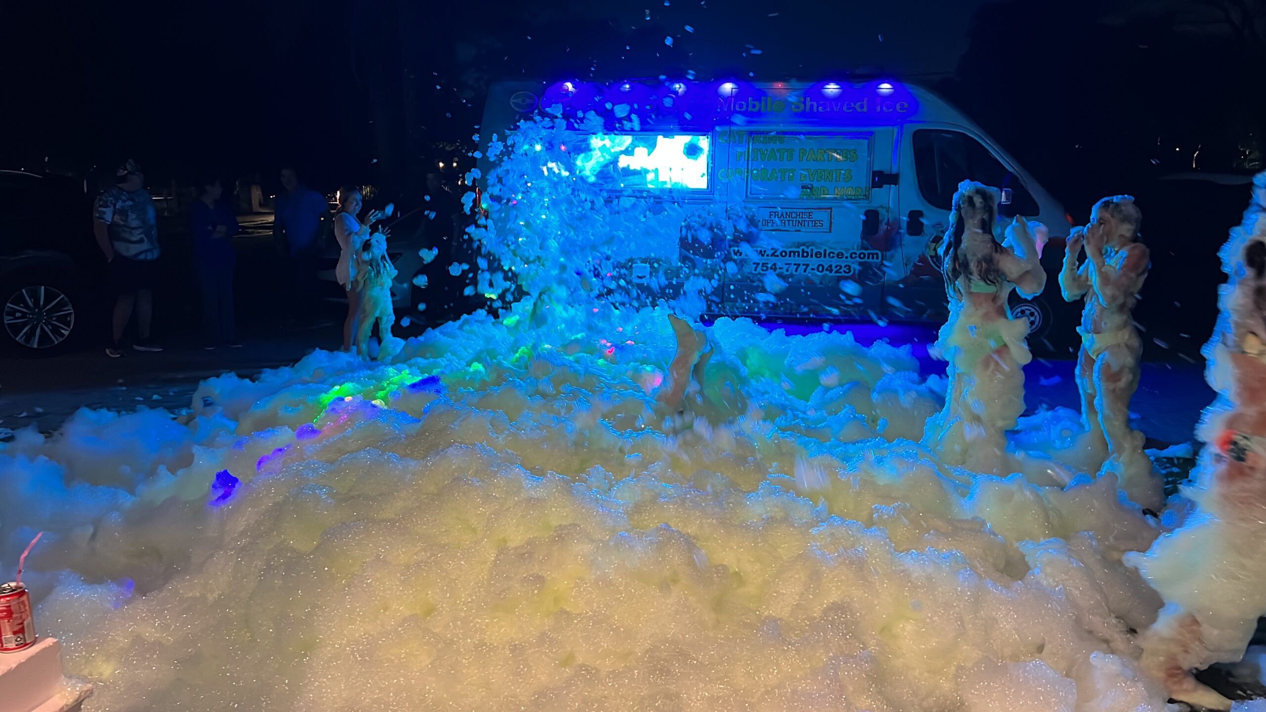 teens bathing and swimming in foam party